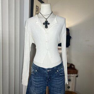 Y2k Crop Cardigan Sweater